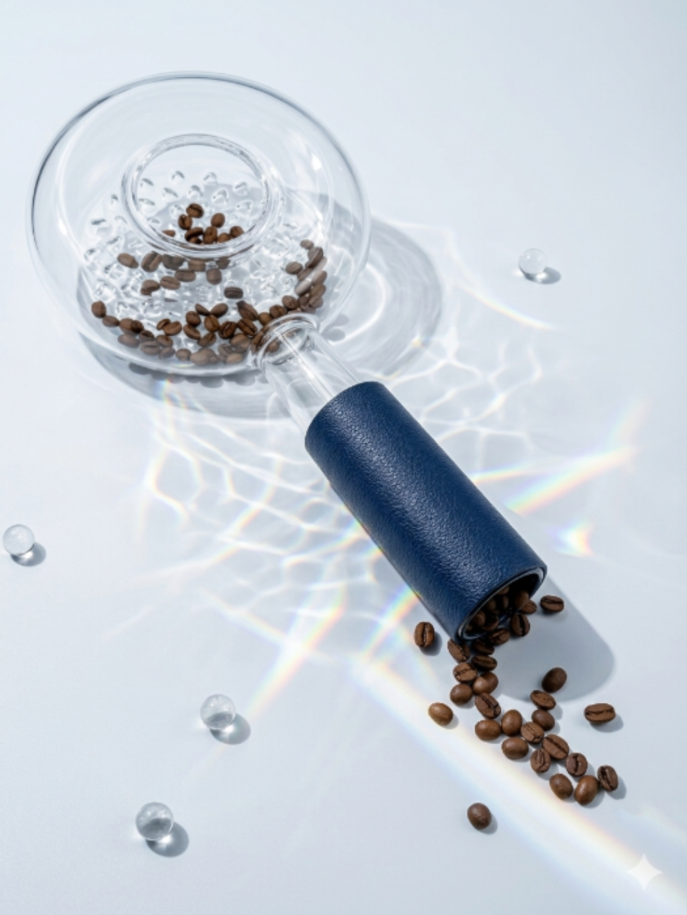 Handheld Coffee Roaster, Glass Coffee Bean Roaster with Heat-Resistant Leather Handle, Manual Coffee Roasting Tool for Home Camping, Even Heating Visible Roaster for Green Coffee Beans, Perfect Gift for Coffee Lovers